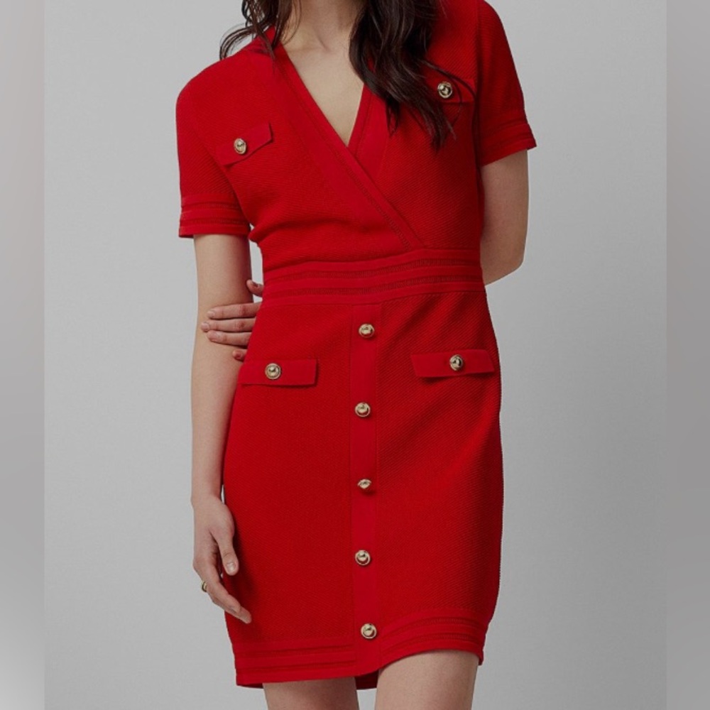 NEVER WORN Michael Kors Women's Red Golden Buttons Scarlet Knit Dress